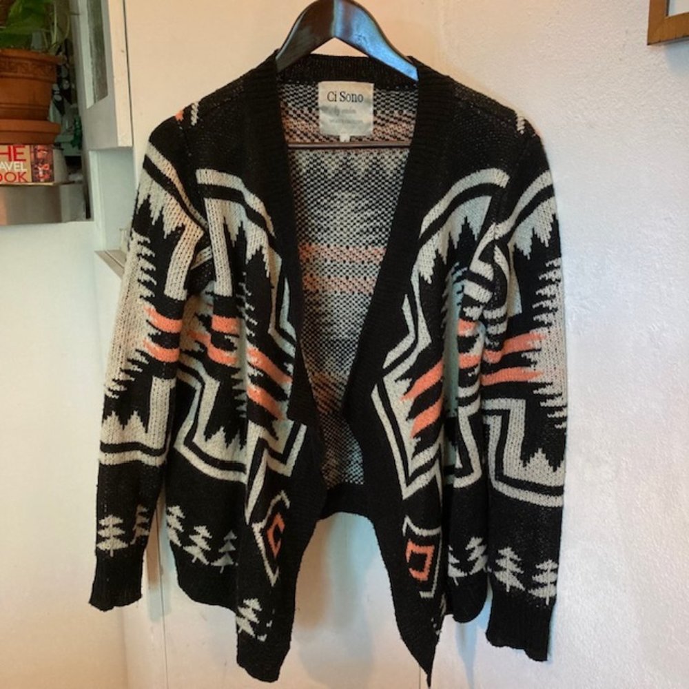 CI SONO Geometric Print Open Cardigan S
